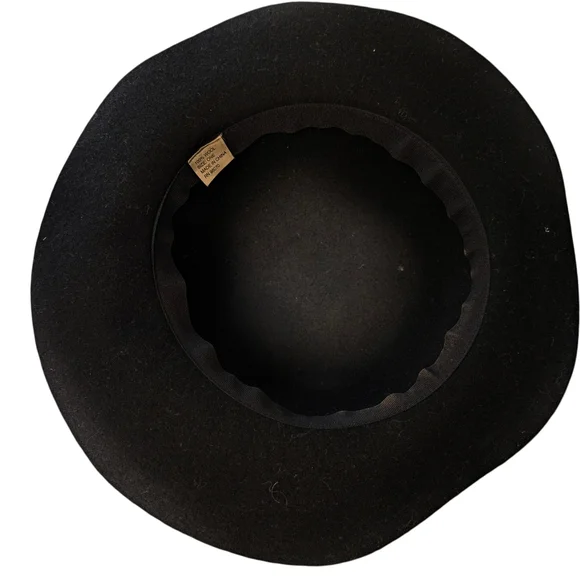 FEDORA Hat Black Wool Vintage Felted Bohemian Round Dome - Picture 4 of 9